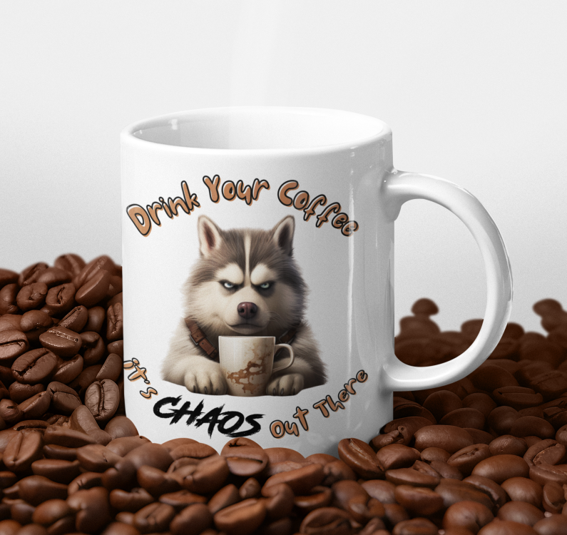 coffee, husky, chaos